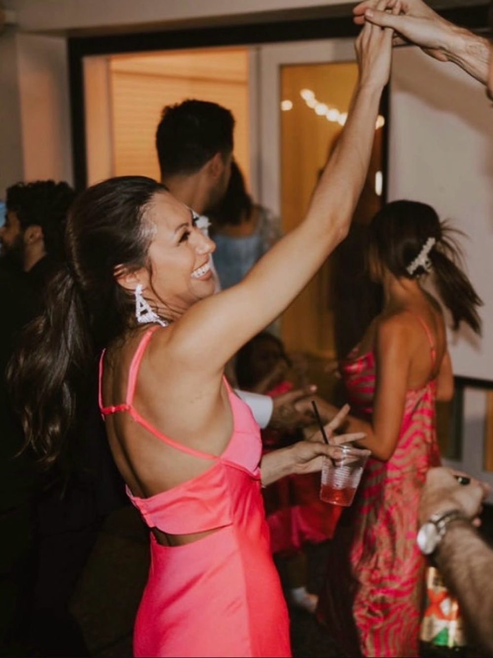 Thirty Thirty XS Hot Pink Satin Maxi Dress Open Back Slip Gown - Picture 8 of 8